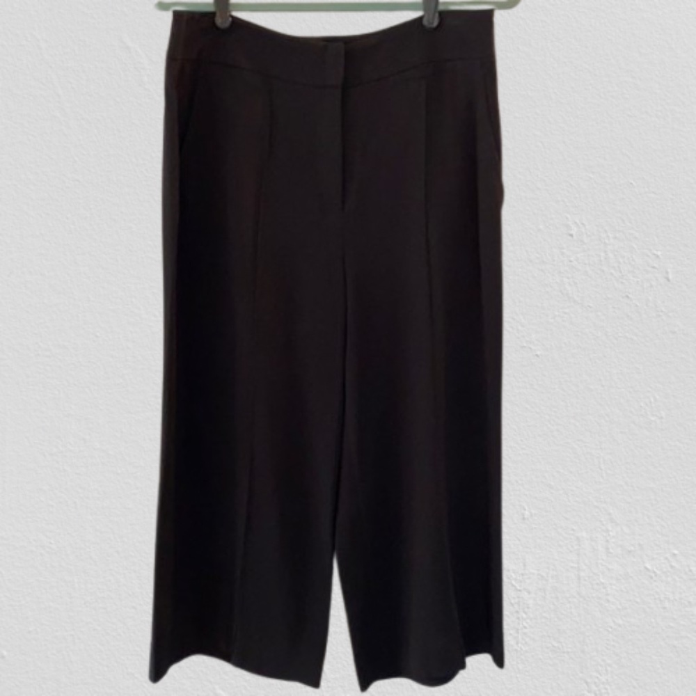 A.L.C. Black Viscose Wide Leg Cropped Pants Trousers Women's 10